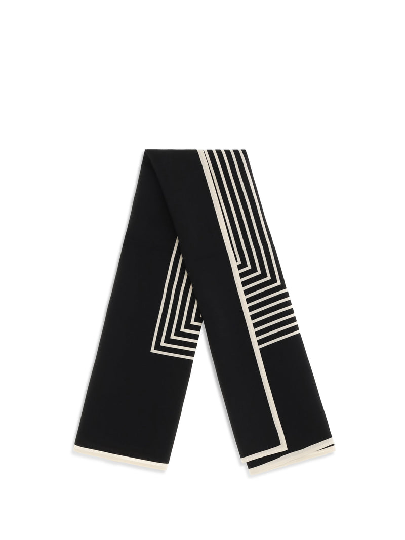 Toteme Monogram Silk Scarf — Black Scarfs