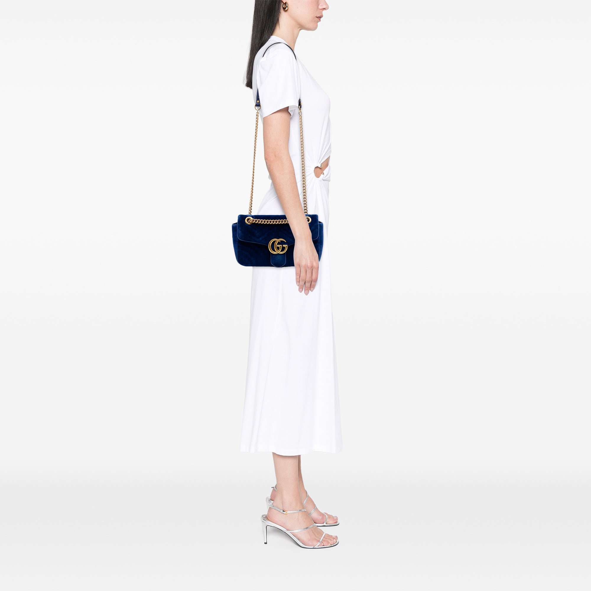 Medium GG Marmont Matelasse Velvet Shoulder Bag - Image 6