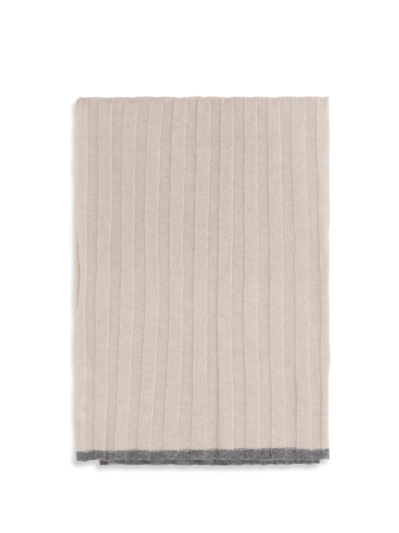 Brunello Cucinelli Ribbed Cashmere Scarf — Beige Kashmir/capra Hircus Scarfs