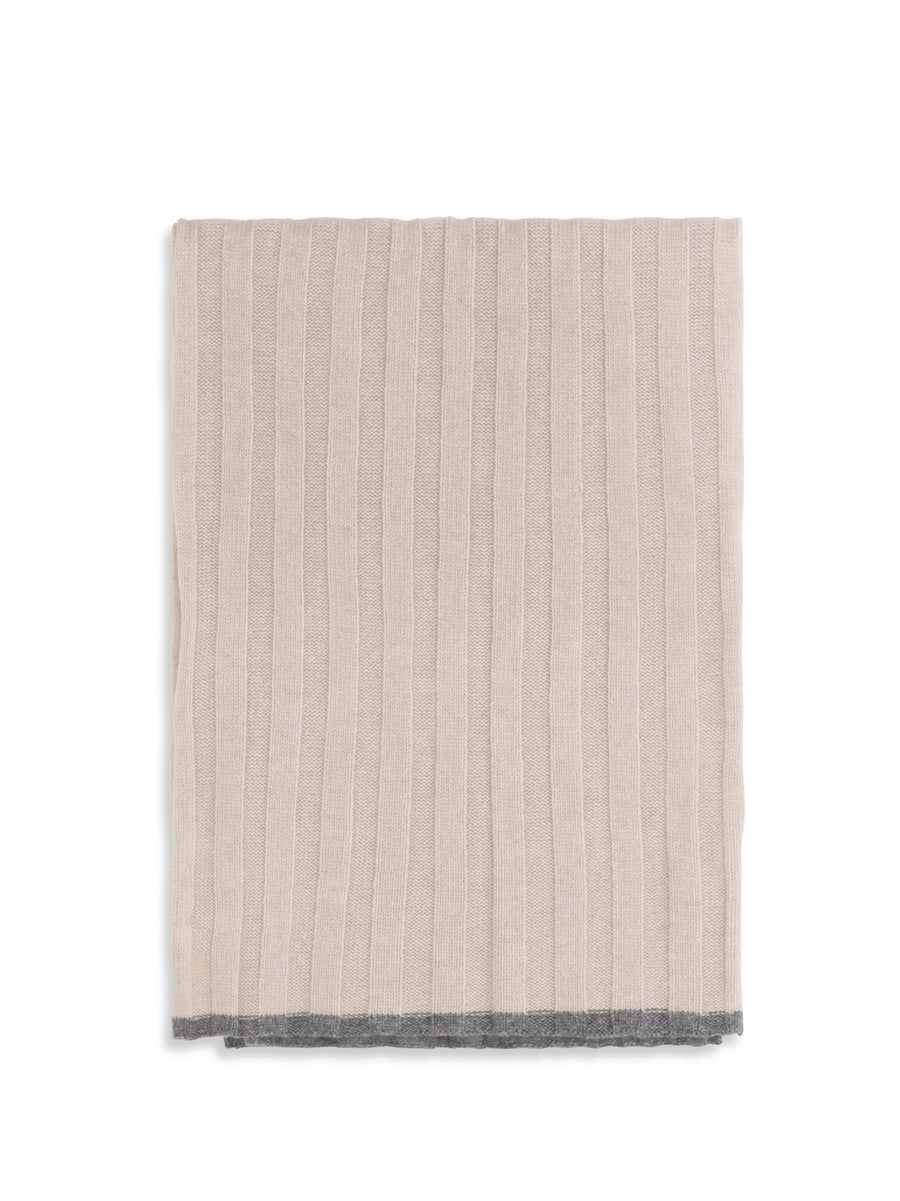Brunello Cucinelli Ribbed Cashmere Scarf — Beige Kashmir/capra Hircus Scarfs