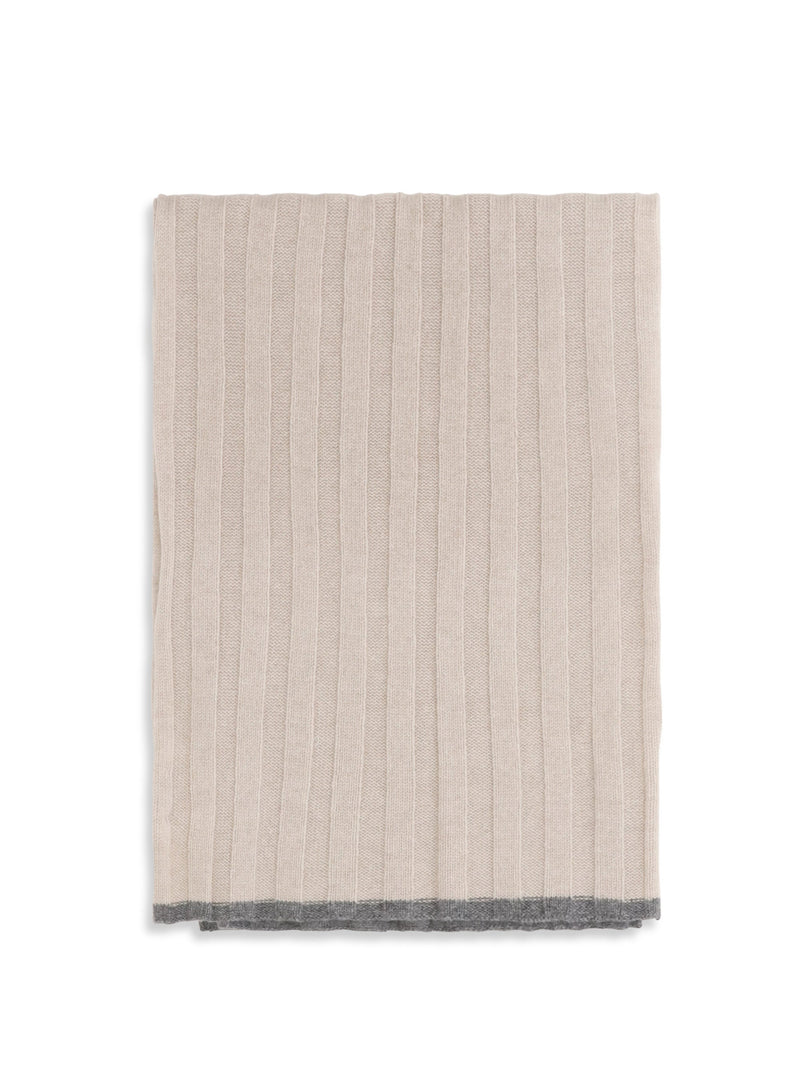 Brunello Cucinelli Ribbed Cashmere Scarf — Gray Scarfs