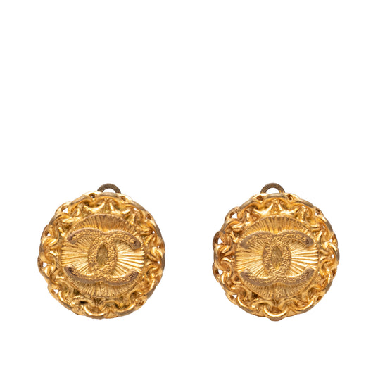CC Gold Plated Round Clip On Earrings - Image 1