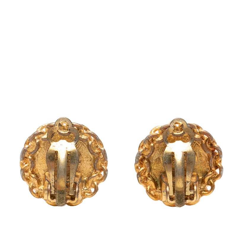 CC Gold Plated Round Clip On Earrings - Image 2