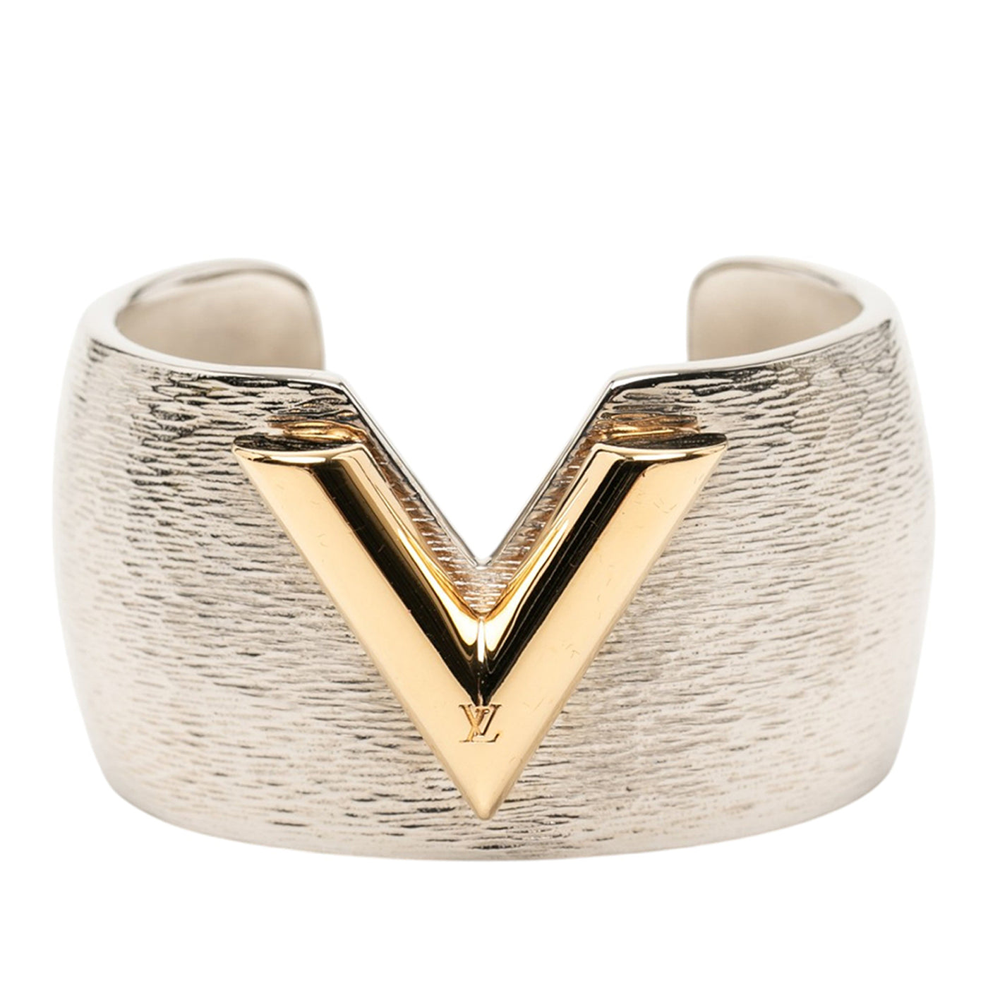 Textured Brass Essential V Colorama Open Cuff Bracelet - Image 1