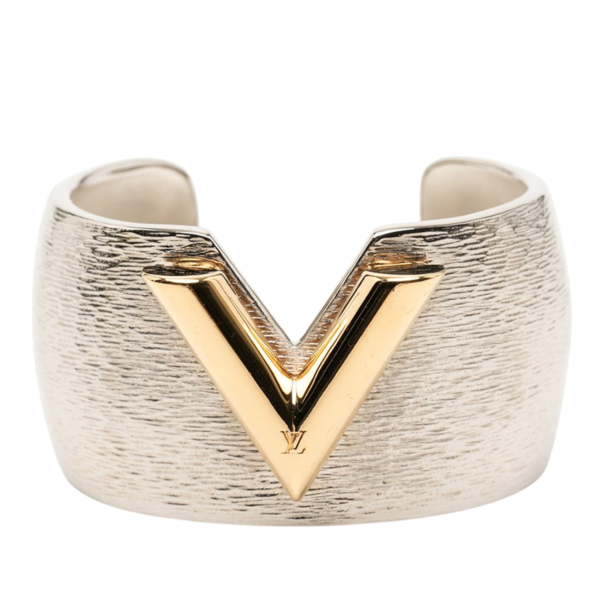 Textured Brass Essential V Colorama Open Cuff Bracelet - Image 1