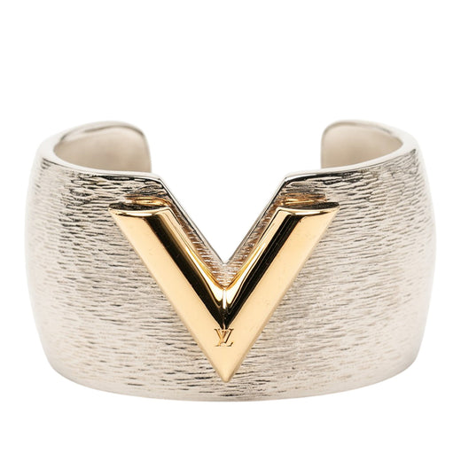 Textured Brass Essential V Colorama Open Cuff Bracelet - Image 1