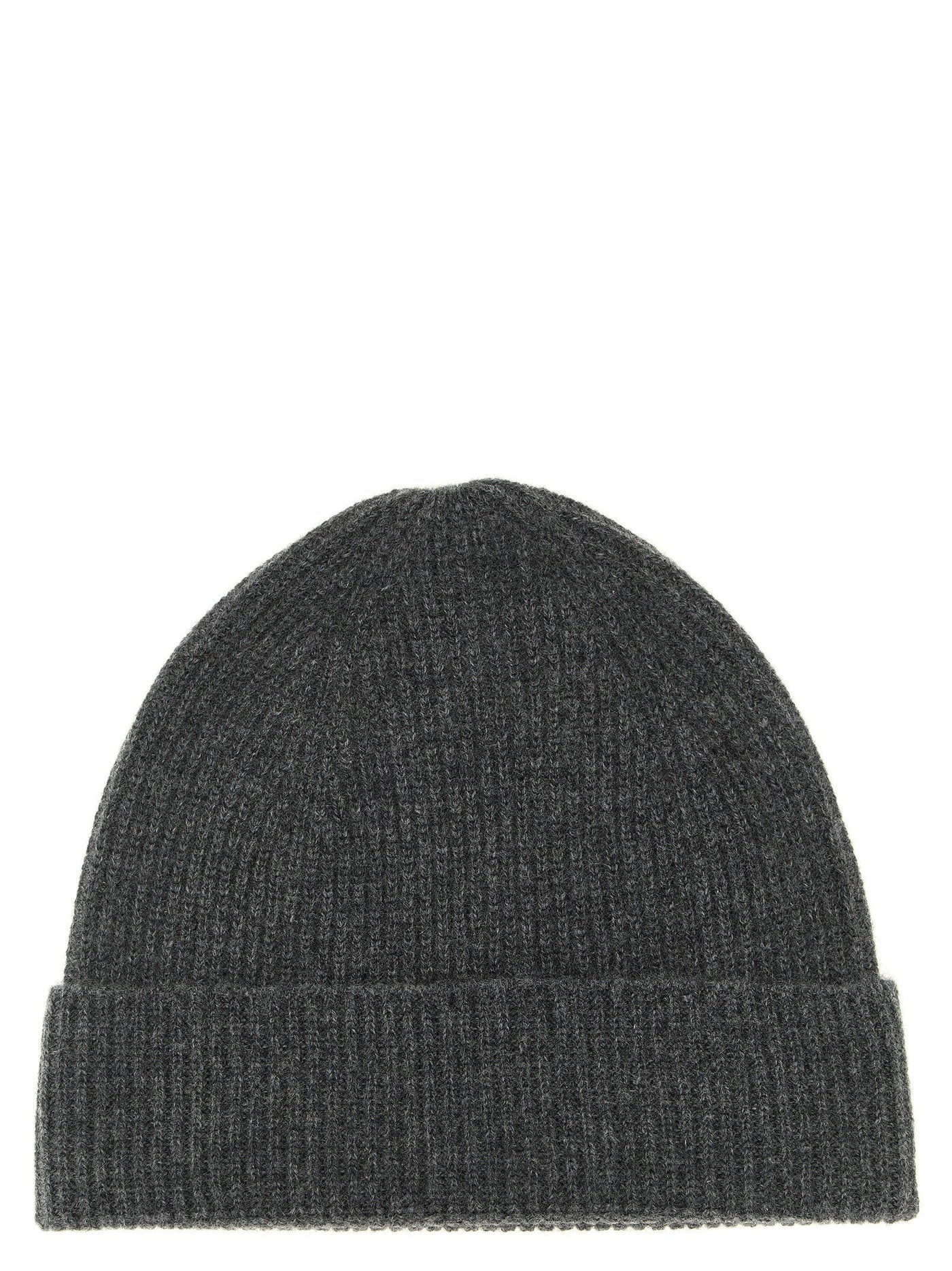 Ballantyne Pure Cashmere Ribbed Beanie — Grey Beanies