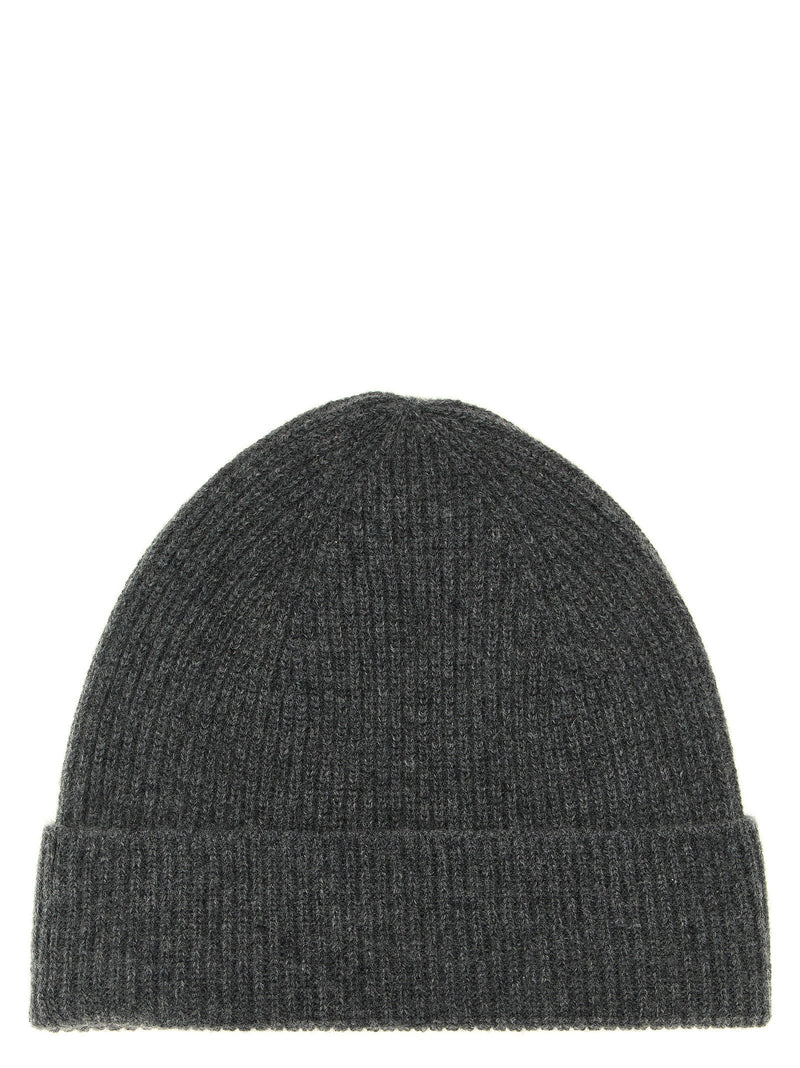 Ballantyne Pure Cashmere Ribbed Beanie — Grey Beanies