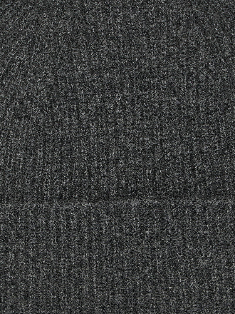 Ballantyne Pure Cashmere Ribbed Beanie — Grey Beanies