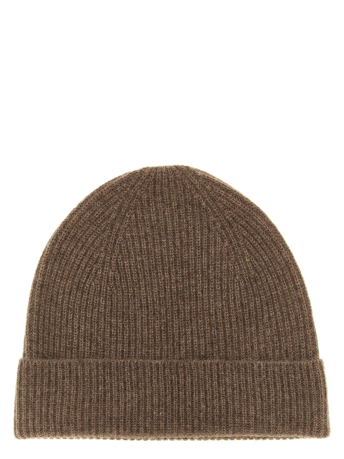 Ballantyne Cashmere Ribbed Beanie — Brown Pure Beanies