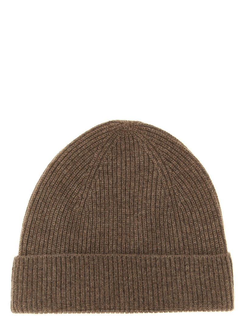 Ballantyne Cashmere Ribbed Beanie — Brown Pure Beanies