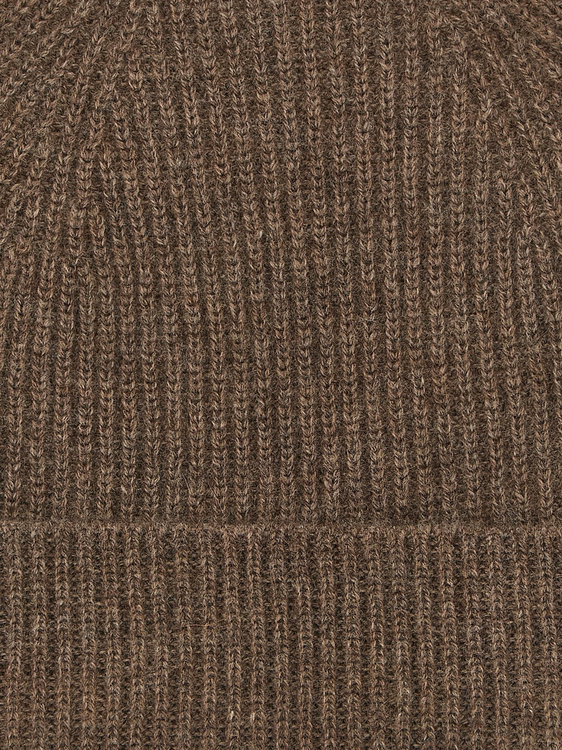 Ballantyne Cashmere Ribbed Beanie — Brown Pure Beanies
