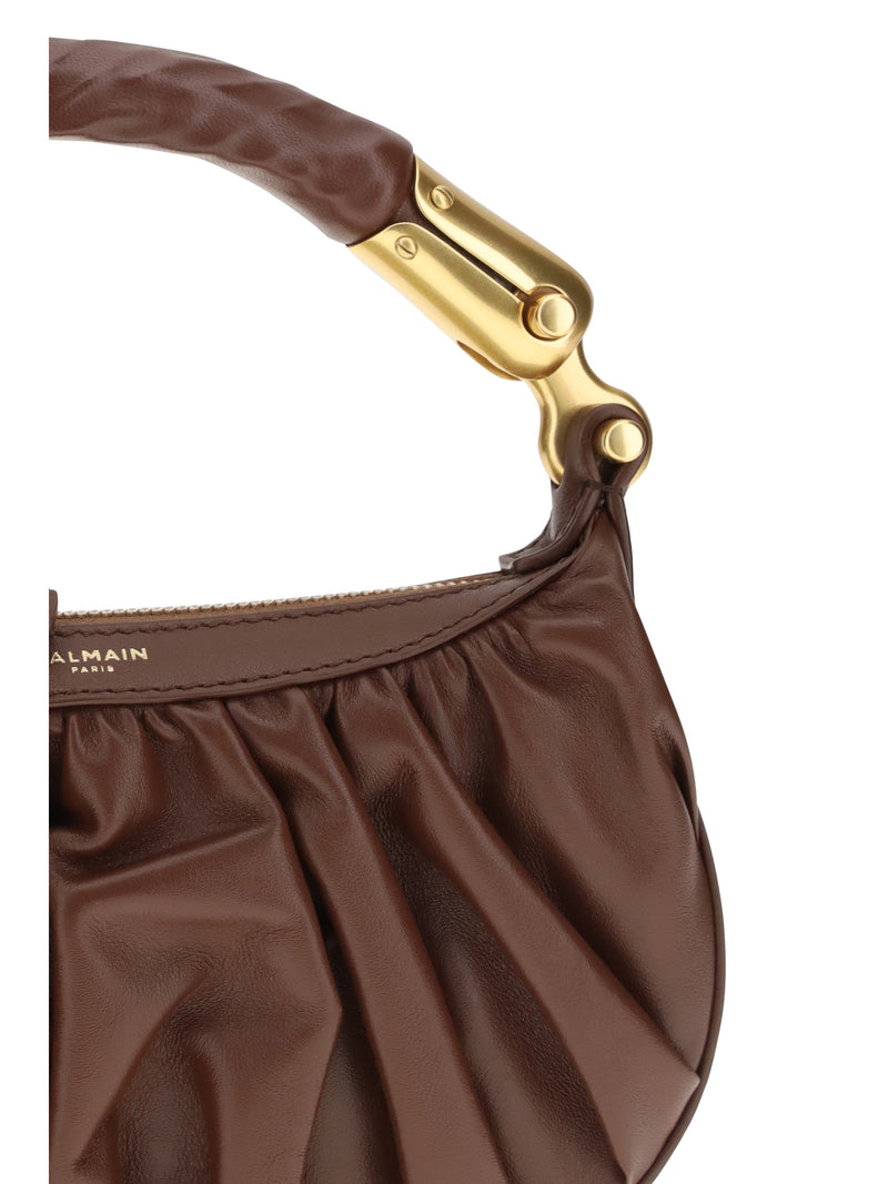 Balmain Shoulder Bag — Brown Calf Suede