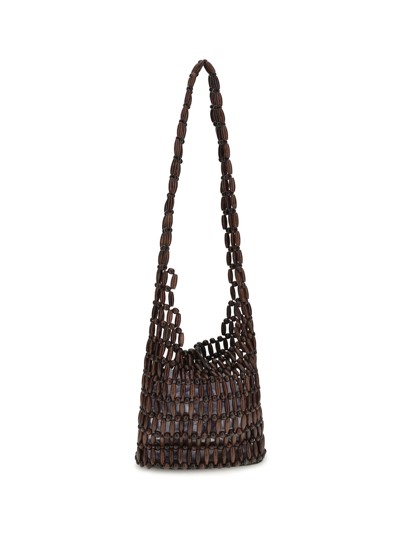 Staud Coronado Shoulder Bag — Brown Wood