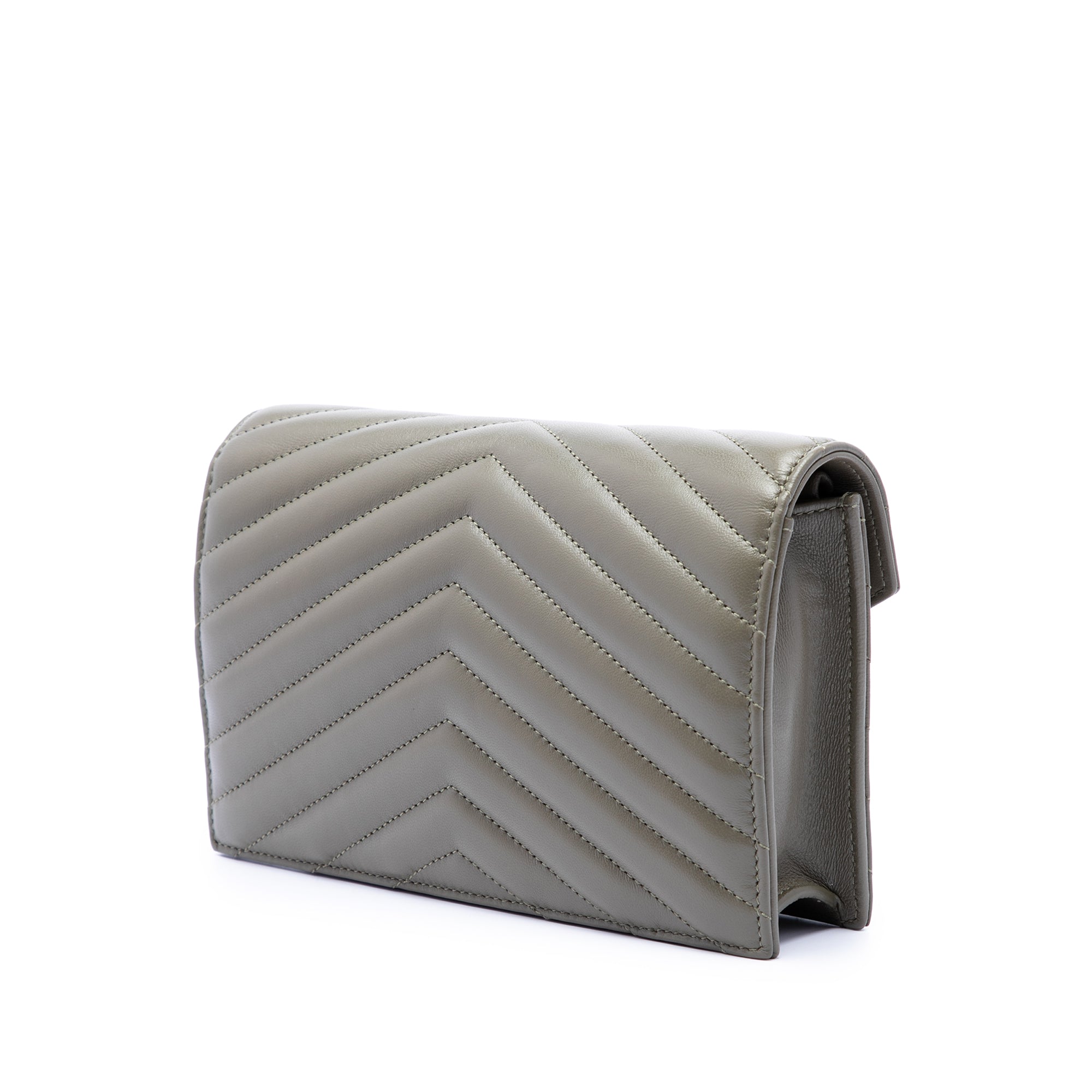 Chevron Lambskin Monogram Envelope Chain Wallet - Image 2