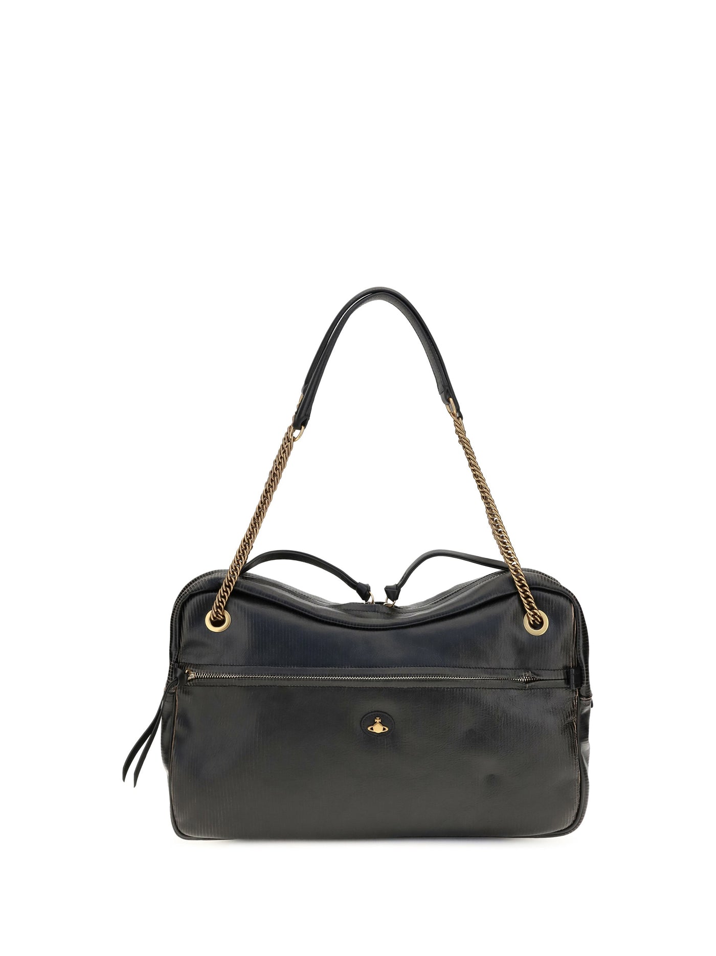 Vivienne Westwood Dolce Shoulder Bag — Black Calf Leather Bos Taurus