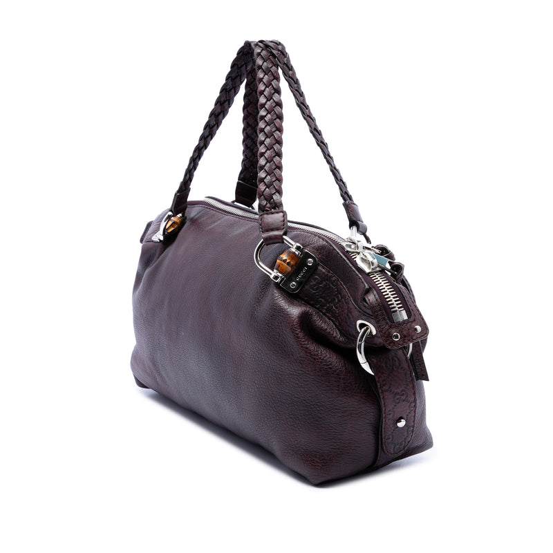 Medium Leather Bamboo Bar Tote - Image 2