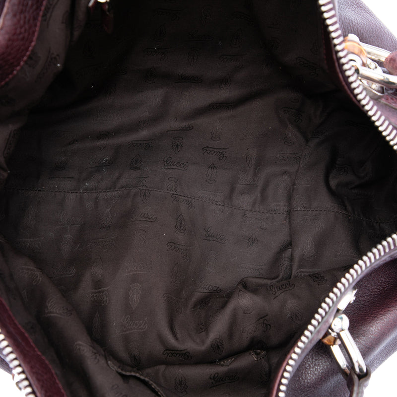 Medium Leather Bamboo Bar Tote - Image 4