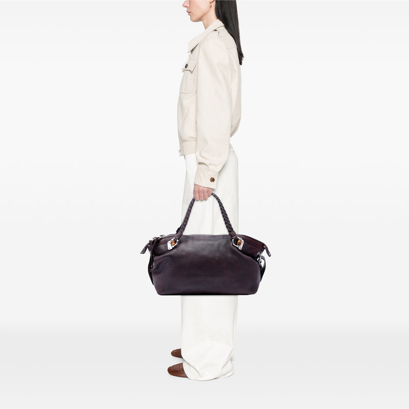 Medium Leather Bamboo Bar Tote - Image 6