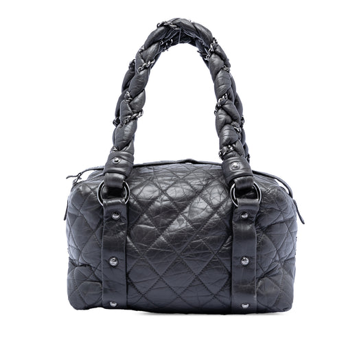 Small Distressed Lambskin Lady Braid Tote - Image 1