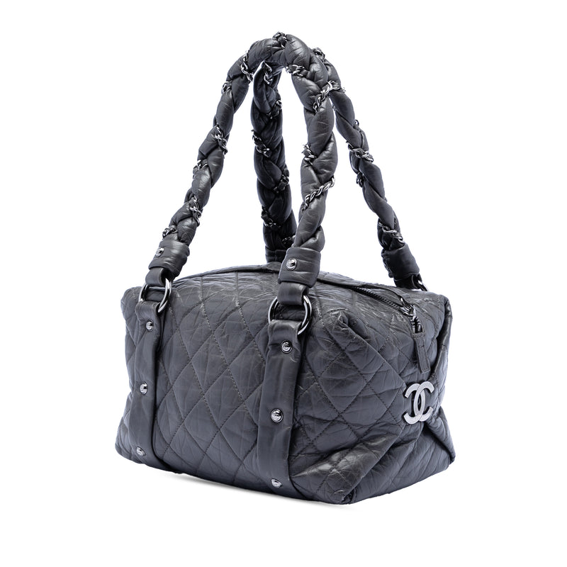 Small Distressed Lambskin Lady Braid Tote - Image 2