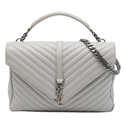 Large Chevron Sheepskin Monogram College Satchel - Image 1