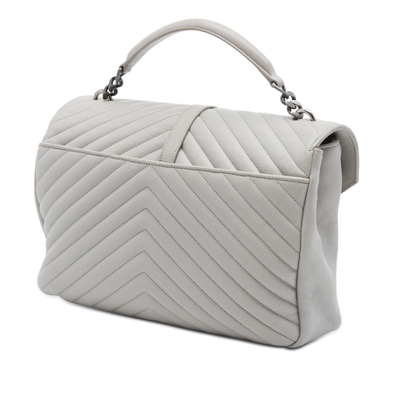 Large Chevron Sheepskin Monogram College Satchel - Image 2