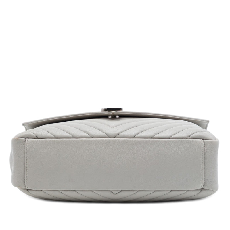 Large Chevron Sheepskin Monogram College Satchel - Image 3