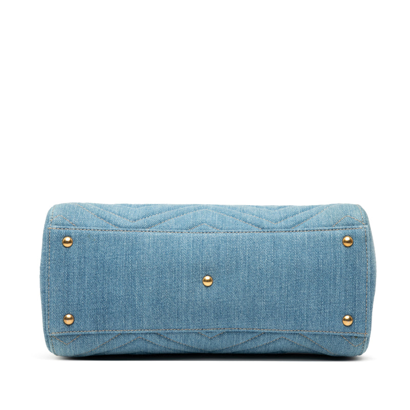 Small GG Marmont Matelasse Denim Pearly Satchel - Image 3