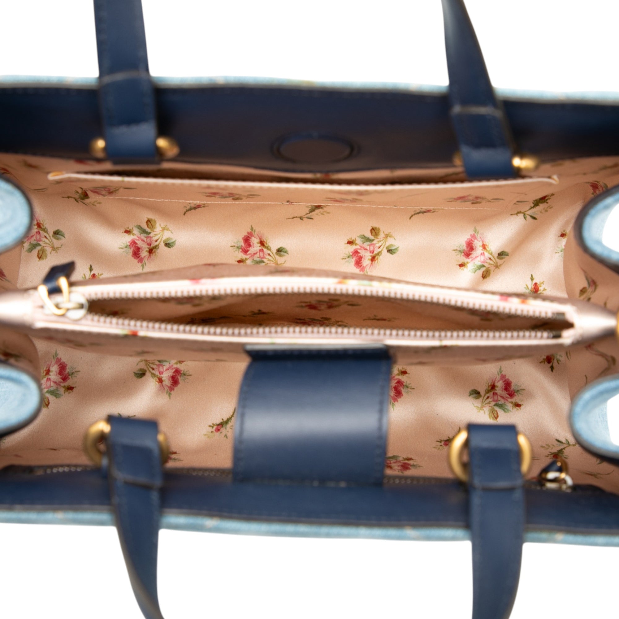Small GG Marmont Matelasse Denim Pearly Satchel - Image 4