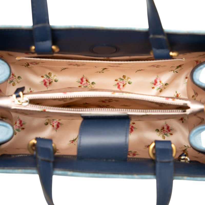 Small GG Marmont Matelasse Denim Pearly Satchel - Image 4