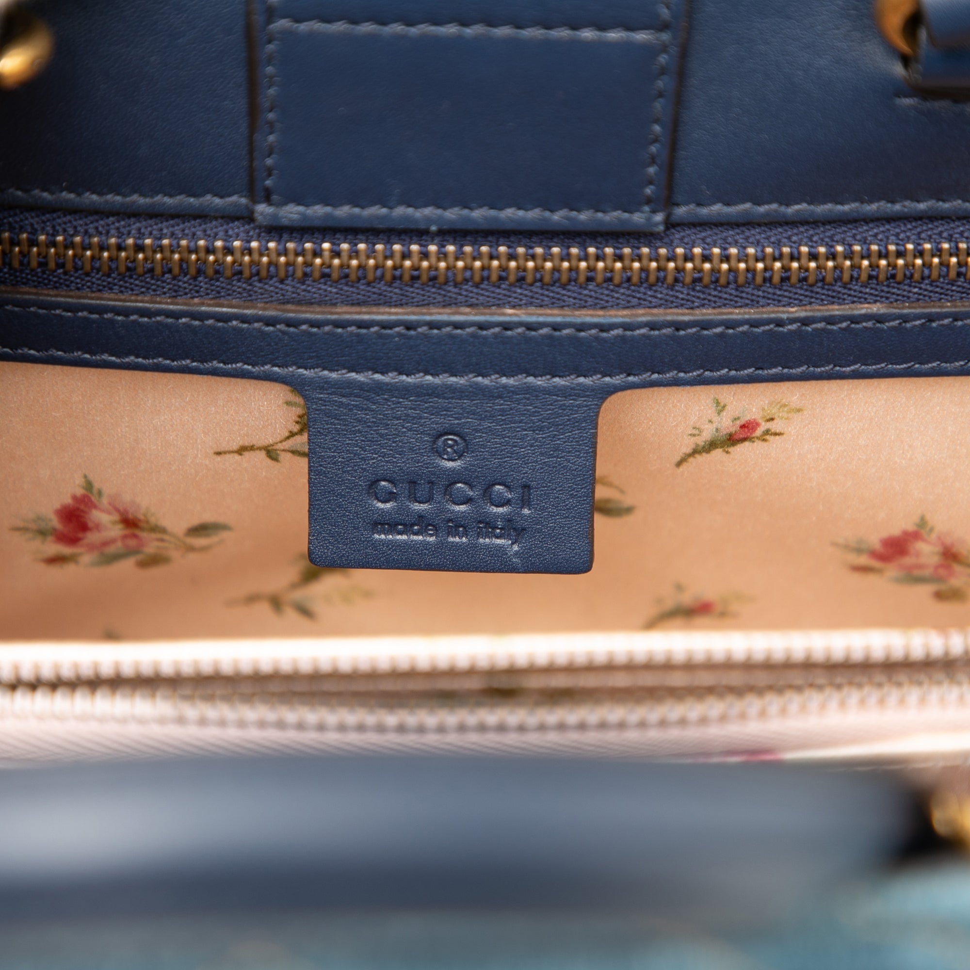 Small GG Marmont Matelasse Denim Pearly Satchel - Image 5
