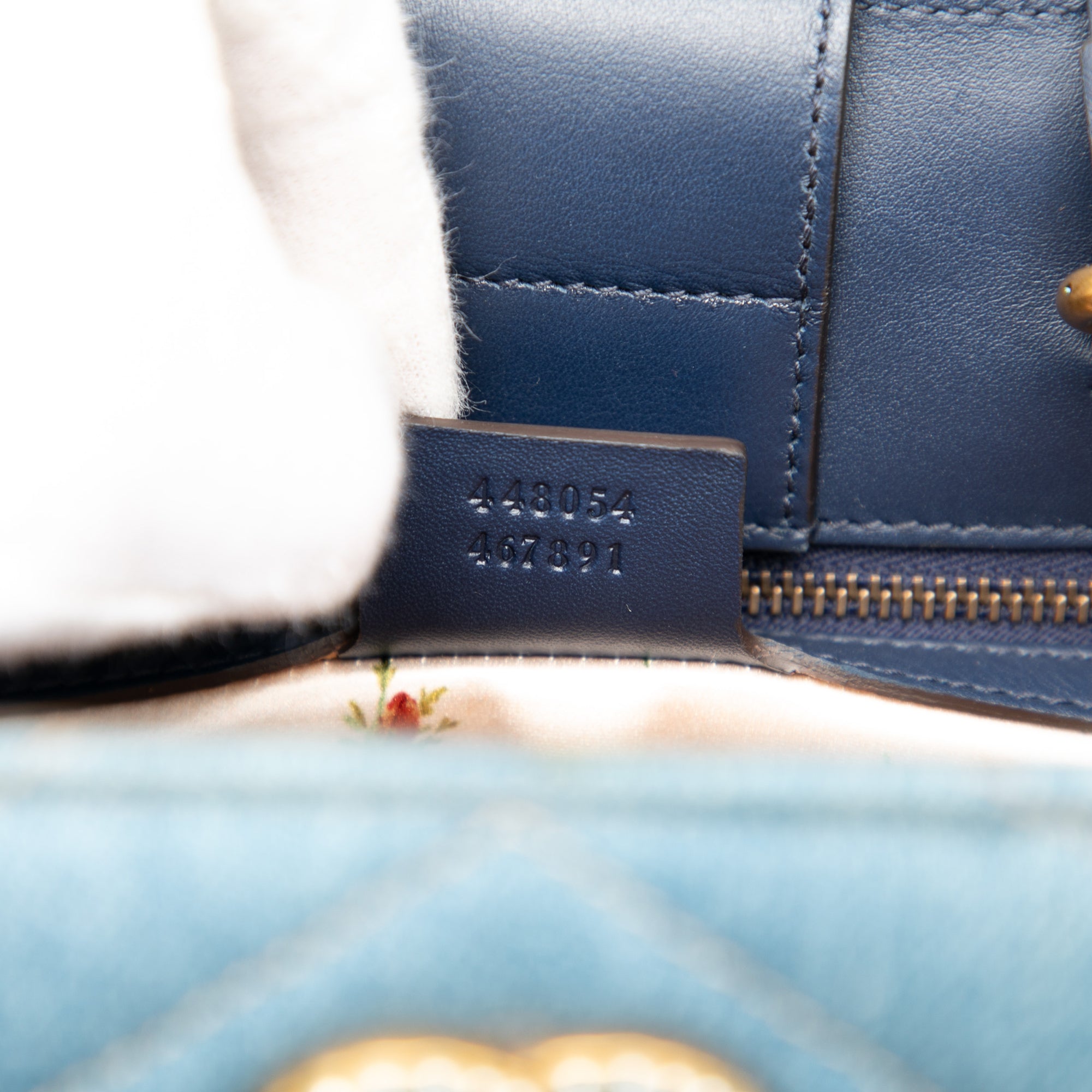 Small GG Marmont Matelasse Denim Pearly Satchel - Image 6