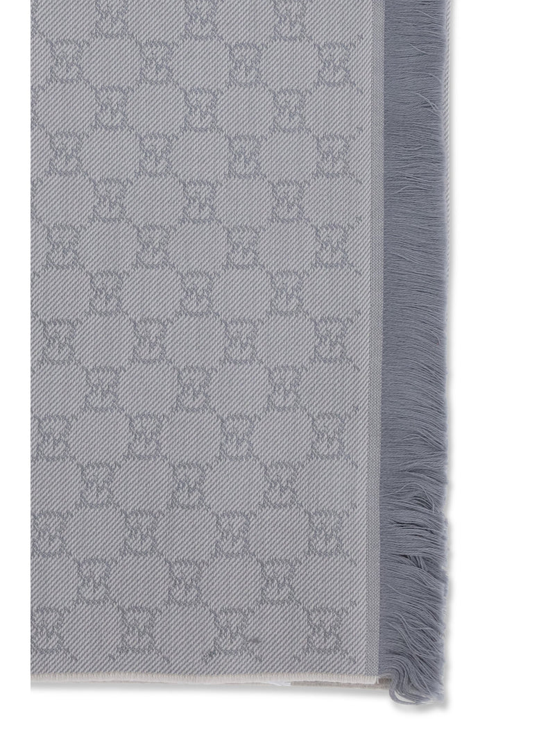 Gucci Gg-Embroidered Wool Scarf — Gray Ovis Aries Scarfs