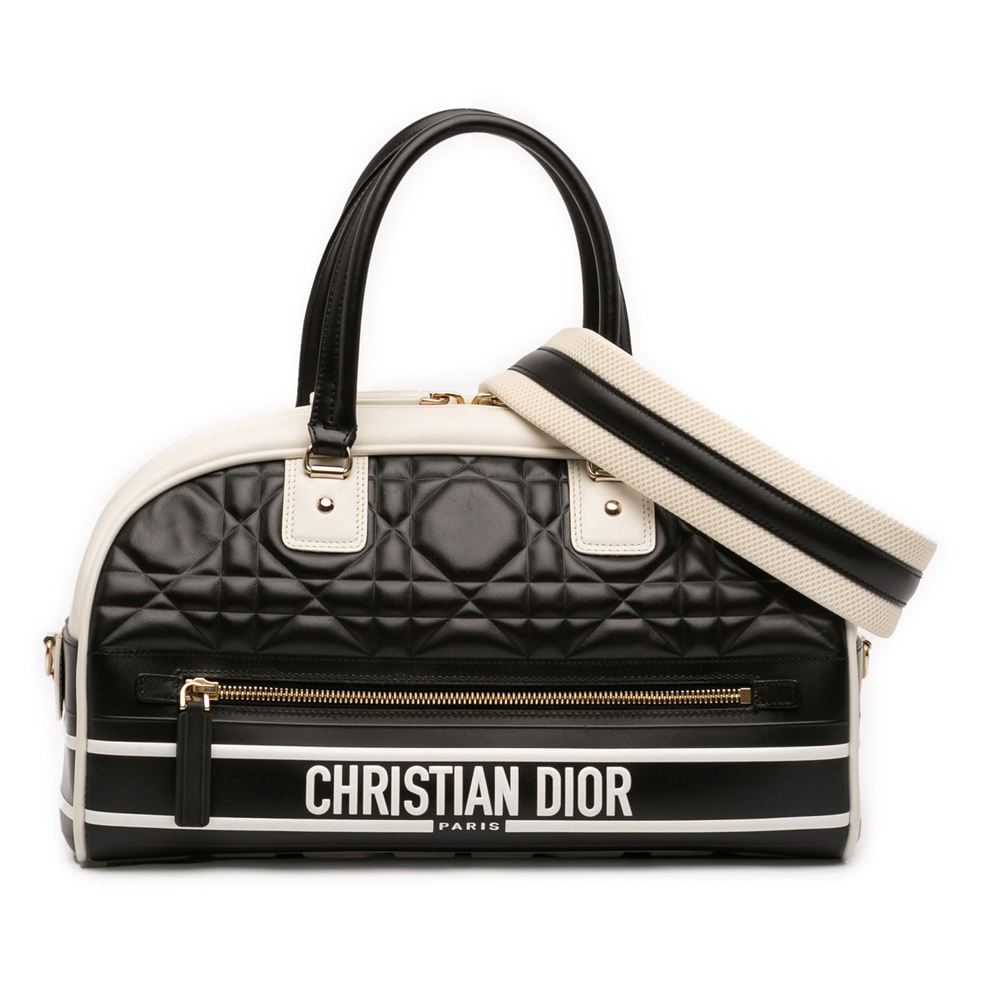 Medium Leather Cannage Dior Vibe Zip Bowling Bag - Image 1