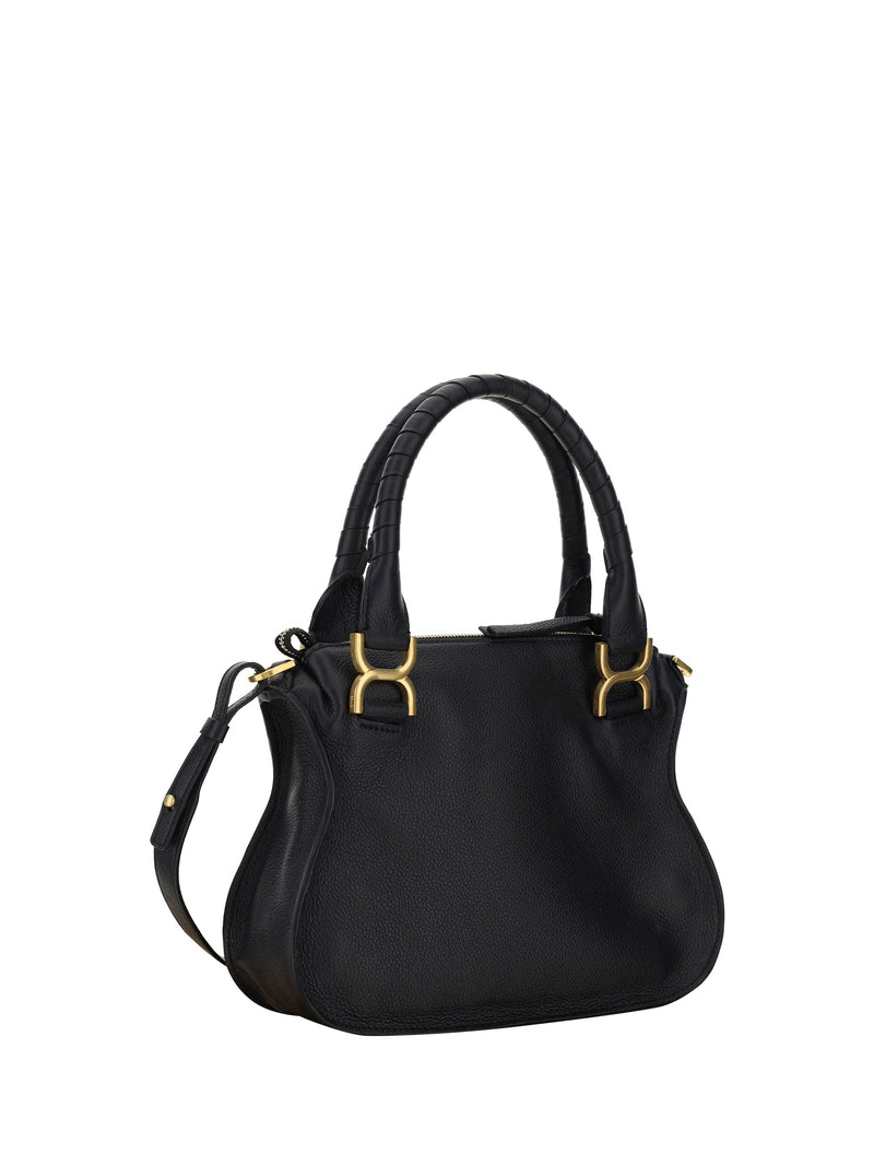 Chloé Marcie Shoulder Bag — Black Calf Leather Bos Taurus