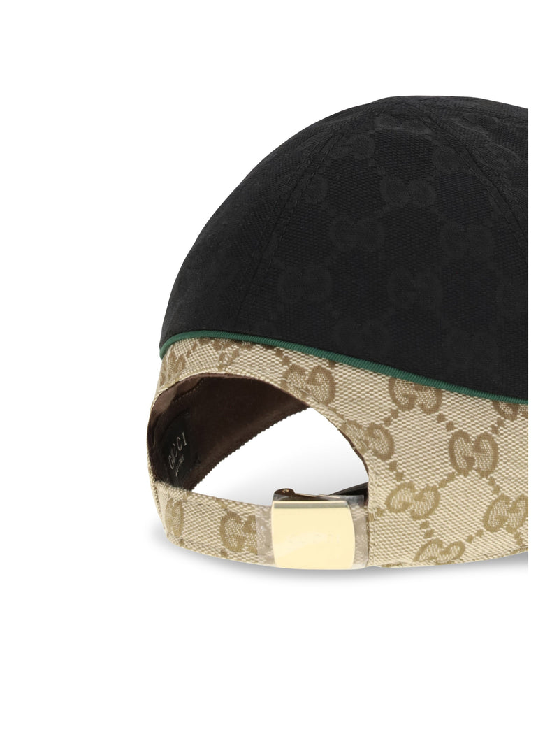 Gucci A001i24hbk3 Gg Monogram Cotton Fabric Baseball Cap — Black Polyamide; Polyester; Caps