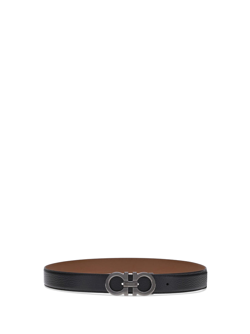 Ferragamo Reversible Leather Belt — Black Calf Bos Taurus