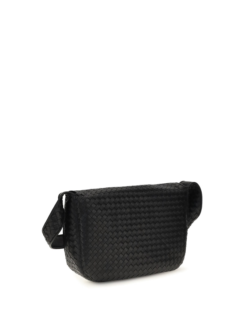 Bottega Veneta Veneto Shoulder Bag — Black Calf Leather