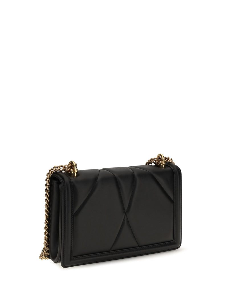 Dolce & Gabbana Devotion Shoulder Bag — Black Lamb Ovis Aries