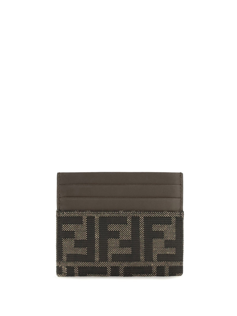 Fendi Ff Card Case — Brown Polyester; Cotton Cases