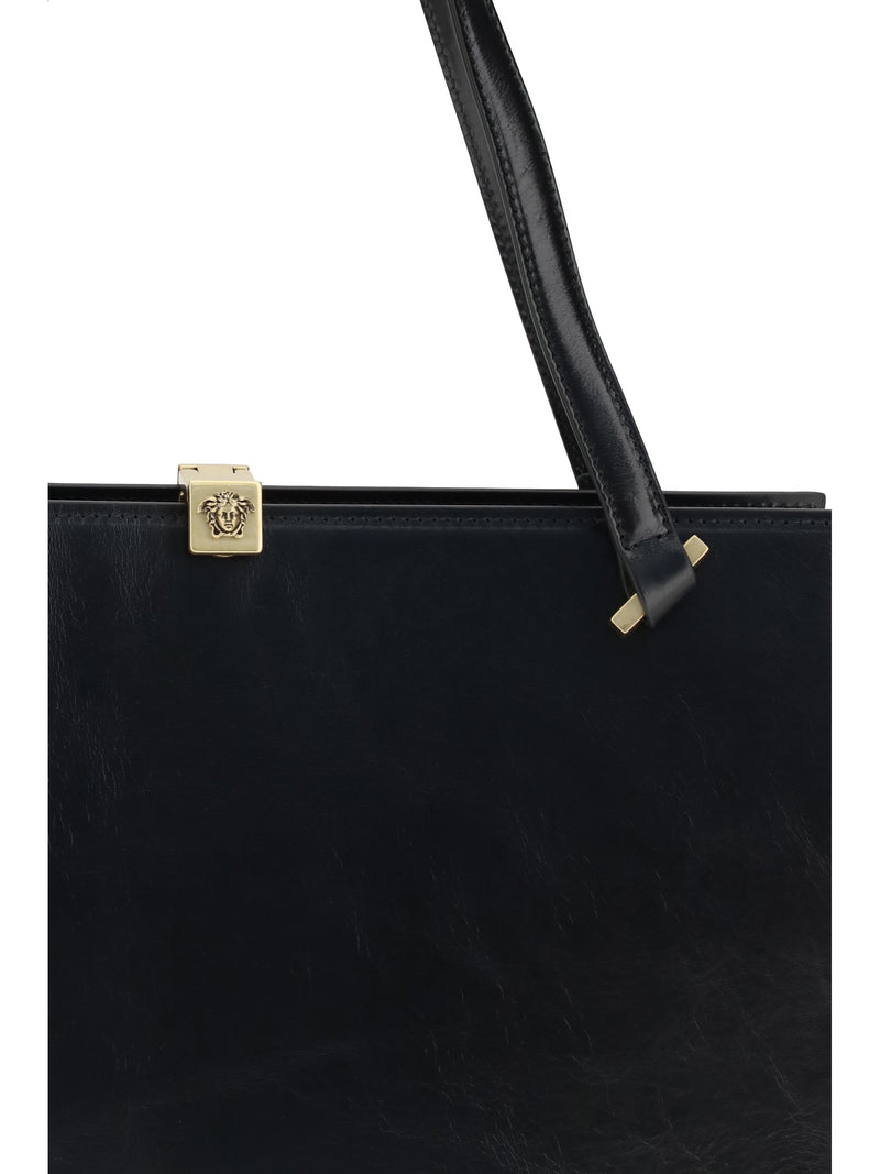 Versace Severine Shoulder Bag — Black Calf Leather