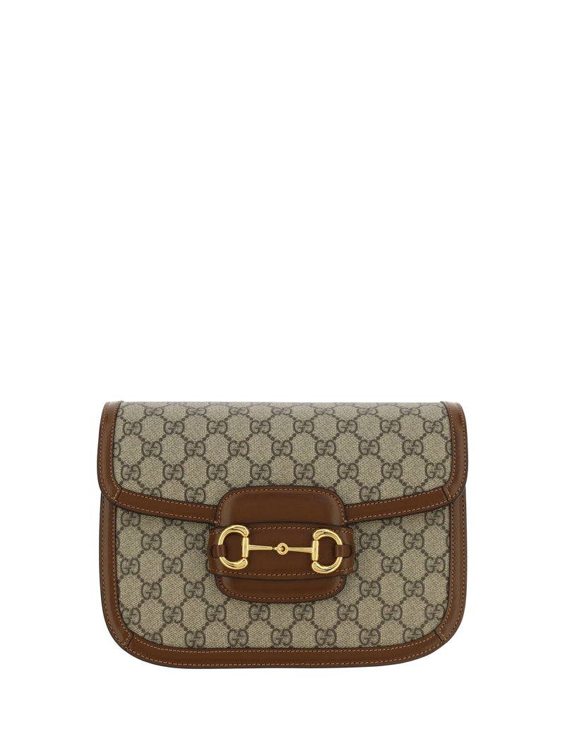 Gucci Horsebit Shoulder Bag — Brown Cotton