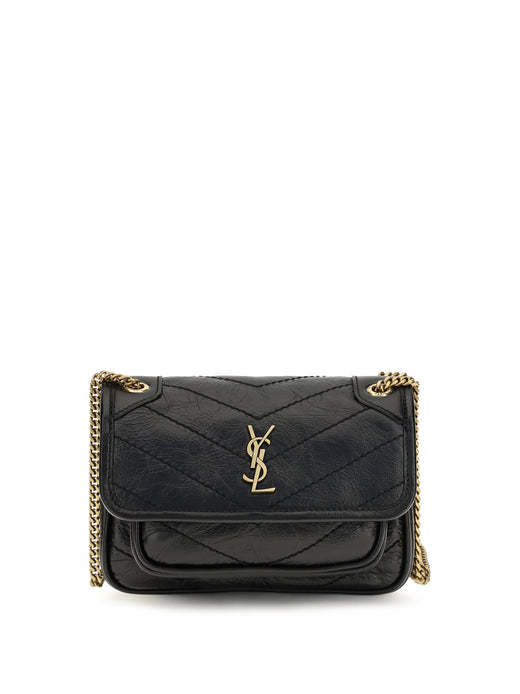 Saint Laurent Niki Shoulder Bag — Black Calf Leather Bos Taurus