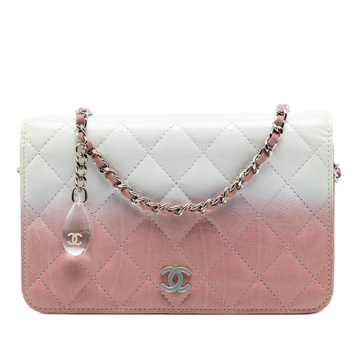 Ombre Patent and Aged Calfskin Crystal Wallet On Chain - Image 1
