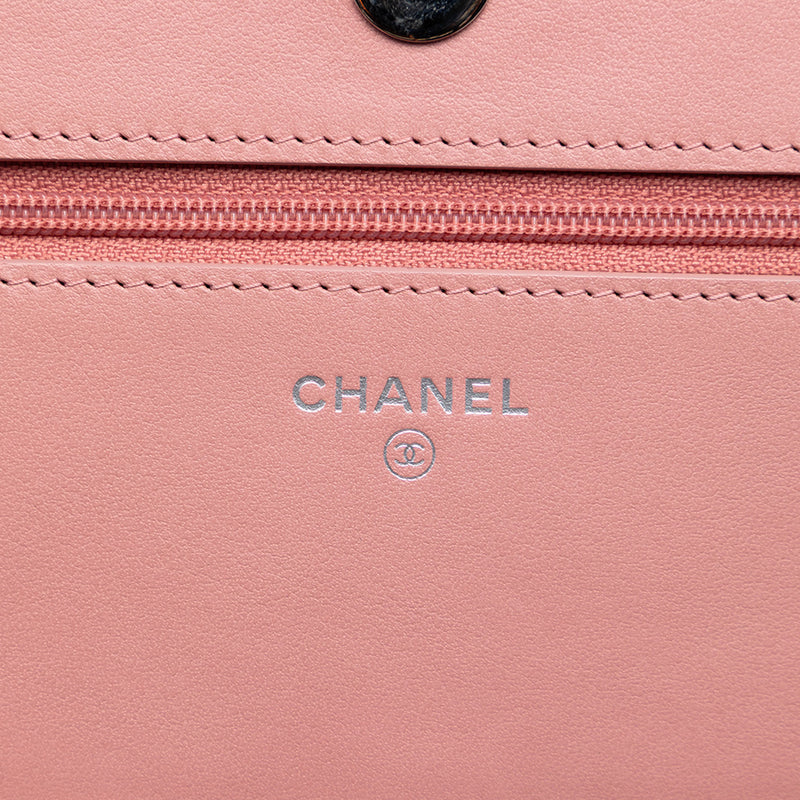 Ombre Patent and Aged Calfskin Crystal Wallet On Chain - Image 5