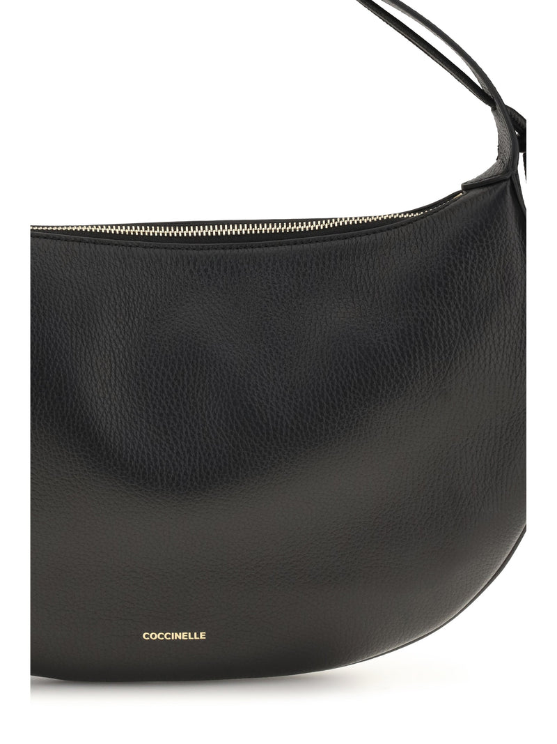 Coccinelle Thess Shoulder Bag — Black Calf Leather Bos Taurus