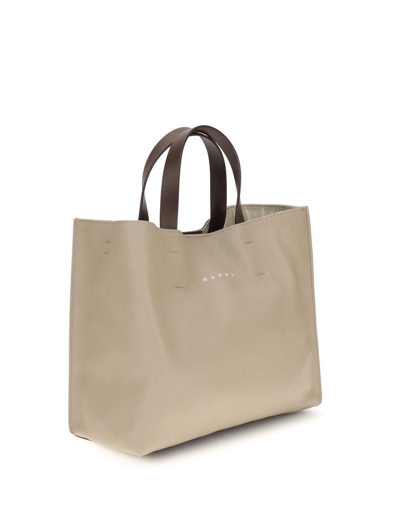 Marni Tote Bag — Beige Calf Leather Bos Taurus