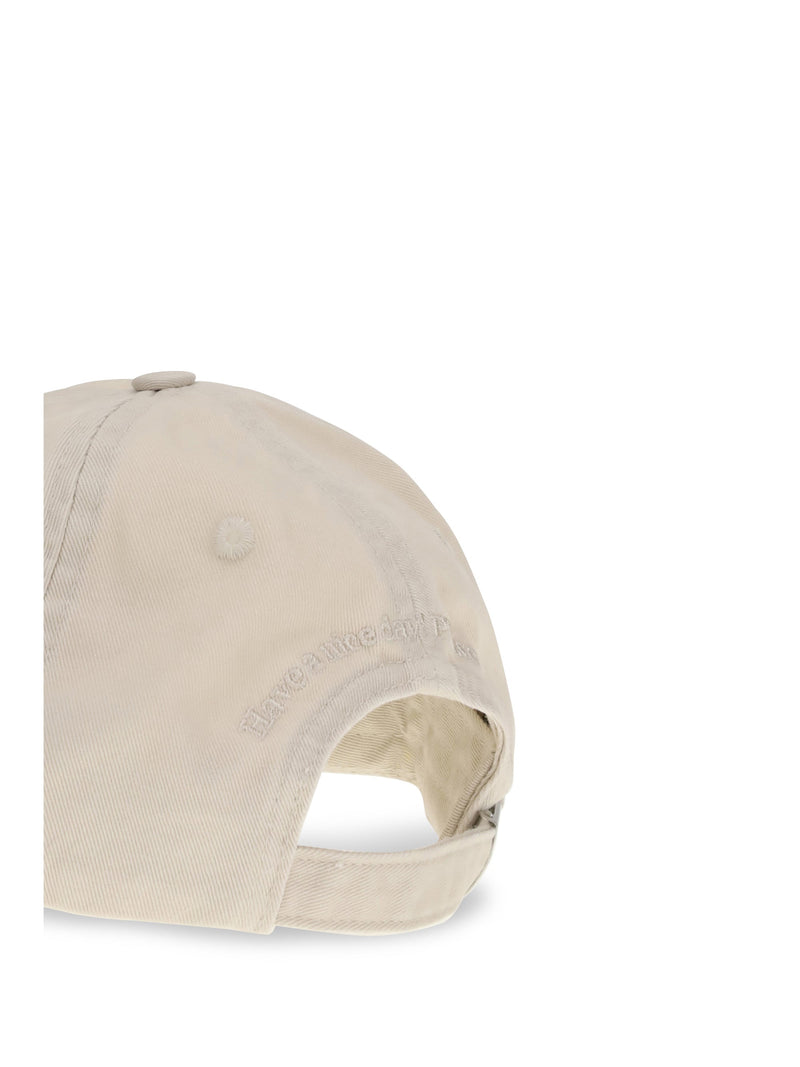 Ganni A6901 Logo-Embroidered Canvas Baseball Cap — Beige Cotton Caps