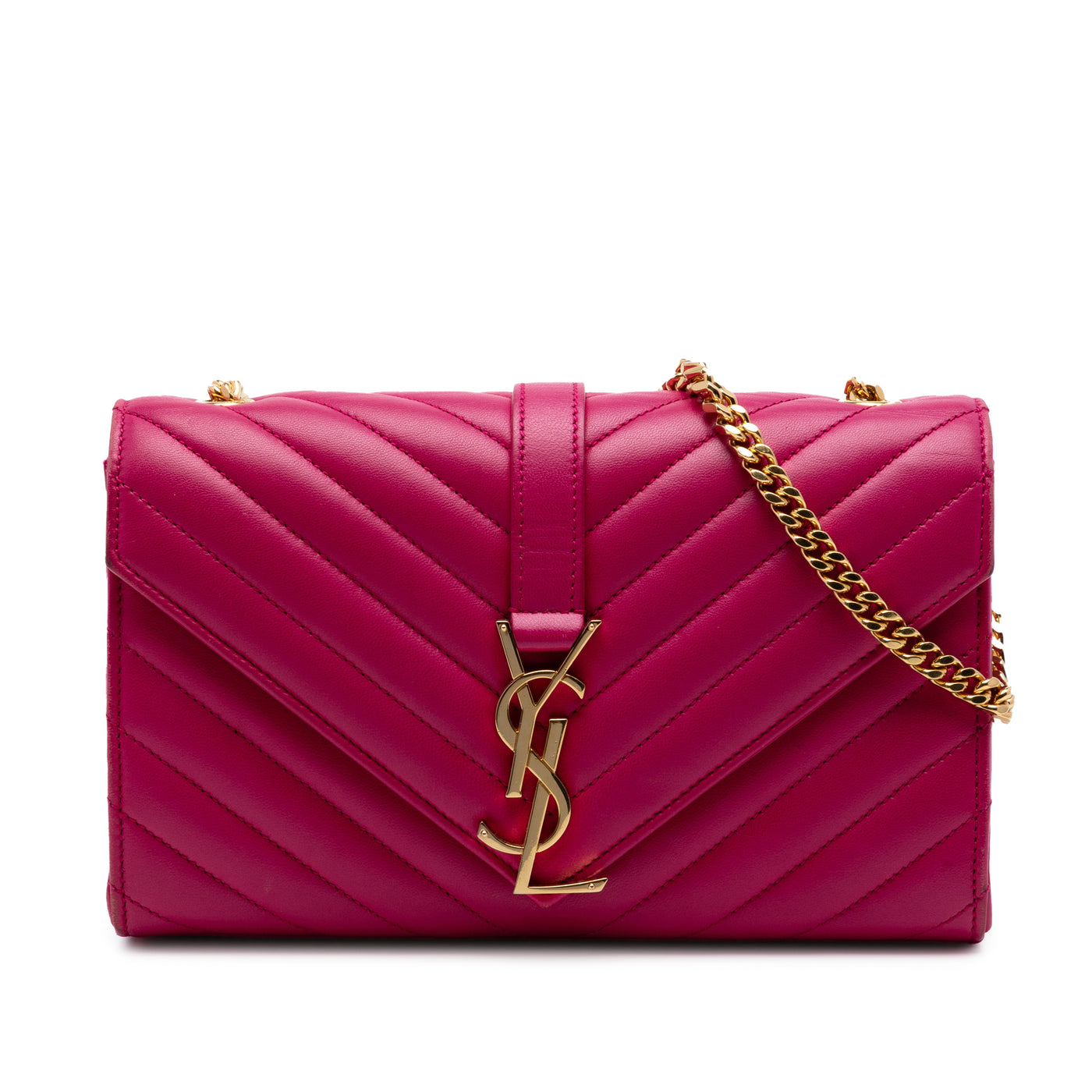 Small Chevron Calfskin Monogram Envelope Bag - Image 1
